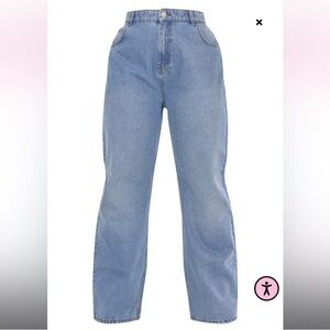 PRETTYLITTLETHING Plus Mid Blue Wash High Rise Straight Leg jeans